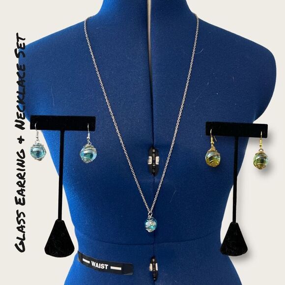 Glass Bulb Earring (x2) & Necklace Set - Picture 1 of 9